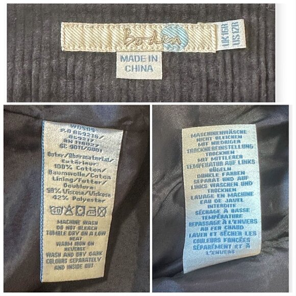 Boden Gray Corduroy Kilt Mini Skirt, Size US12R, Faux Wrap - Picture 3 of 11